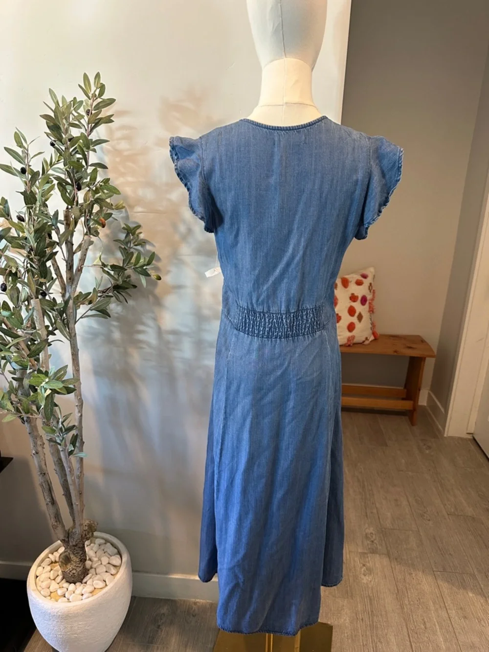 Marine Layer Camila Button Front Medium Wash Midi Dress New! - Picture 10 of 14